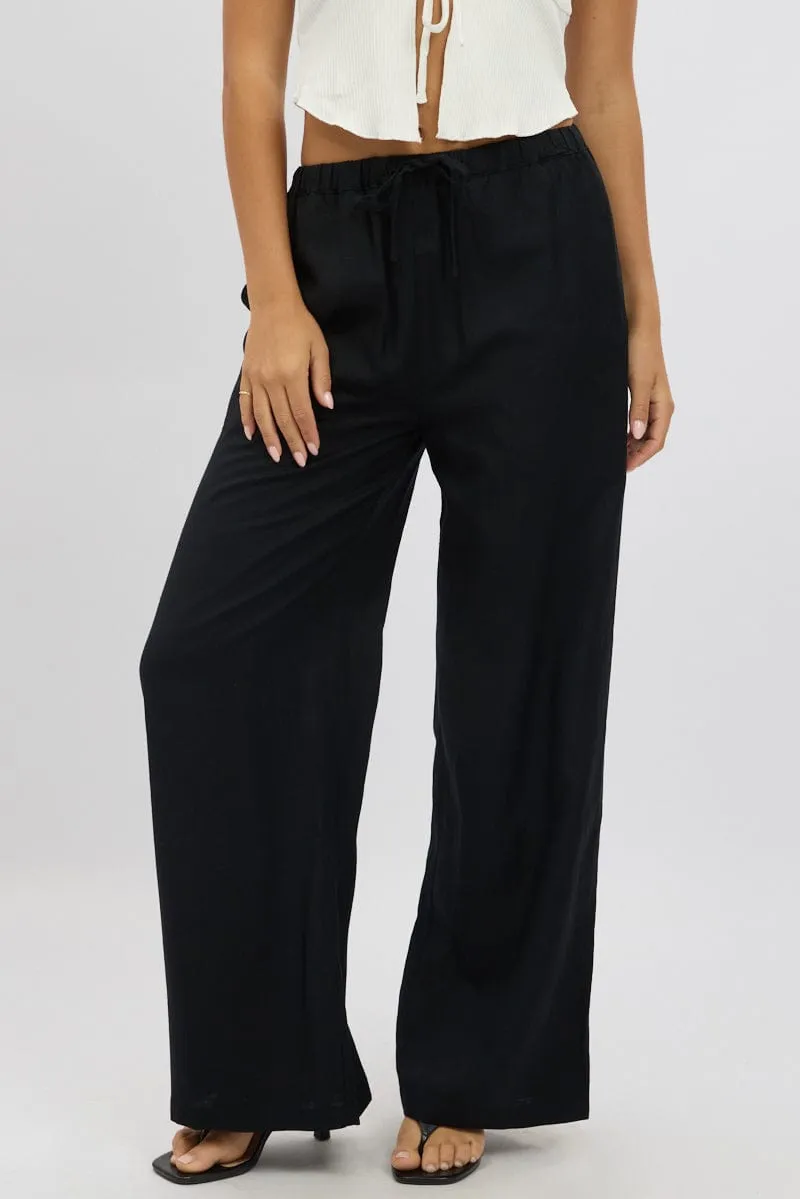 Black Wide Leg Pants Elasticated Waist sold by Ally Fashion product image thumbnail 3