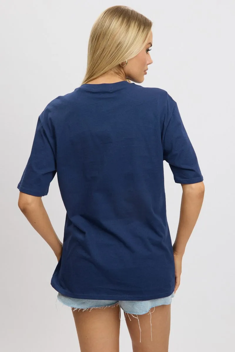 Blue Graphic Tee Short Sleeve sold by Ally Fashion product image thumbnail 5