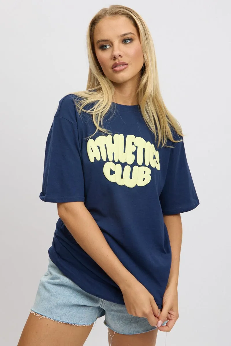 Blue Graphic Tee Short Sleeve sold by Ally Fashion product image thumbnail 3