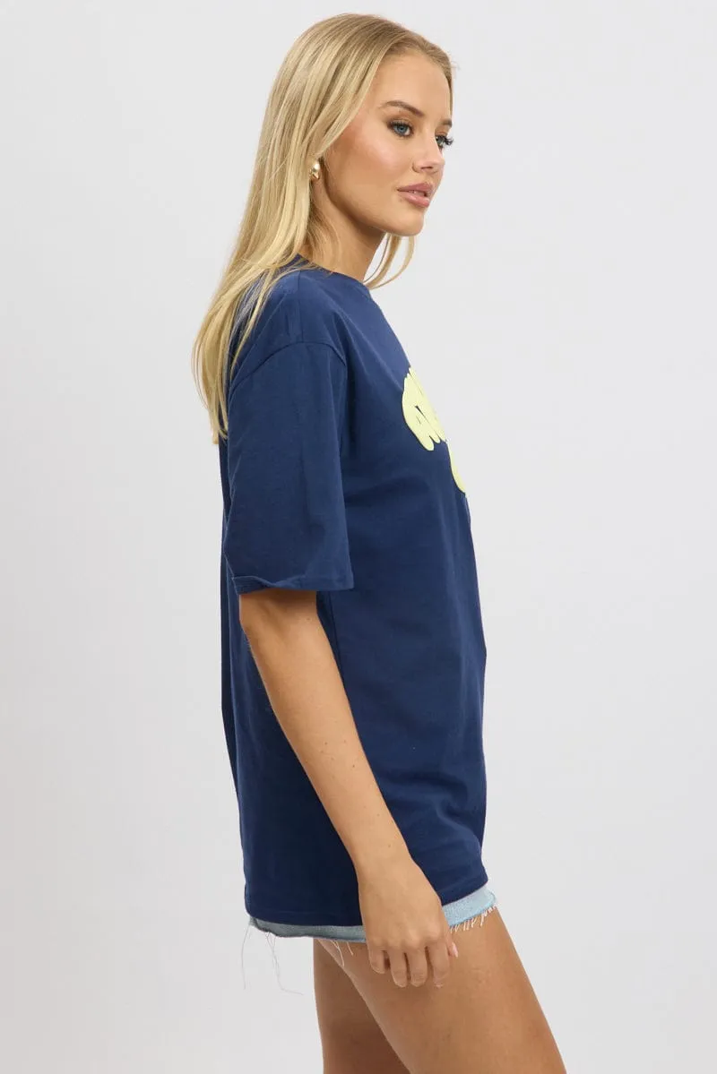 Blue Graphic Tee Short Sleeve sold by Ally Fashion product image thumbnail 4