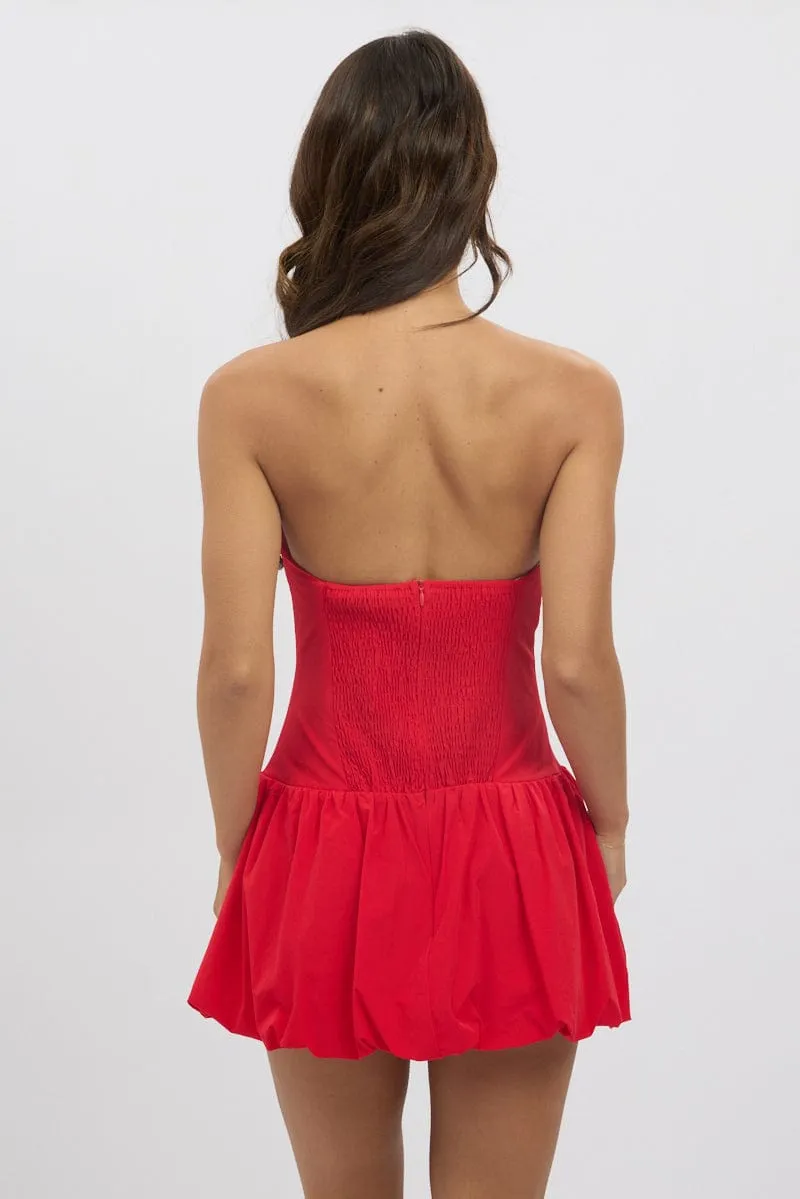 Red Bubble Dress Strapless Mini sold by Ally Fashion product image thumbnail 4