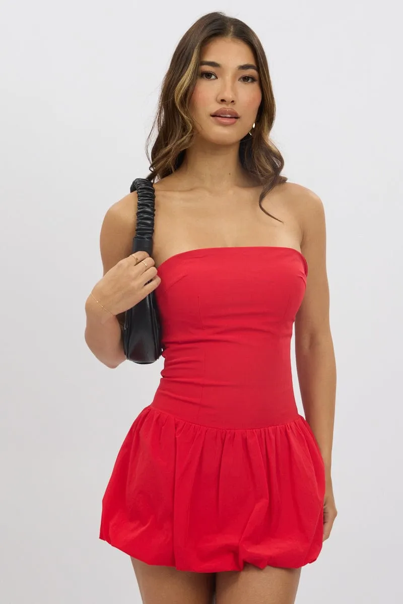 Red Bubble Dress Strapless Mini sold by Ally Fashion product image thumbnail 2