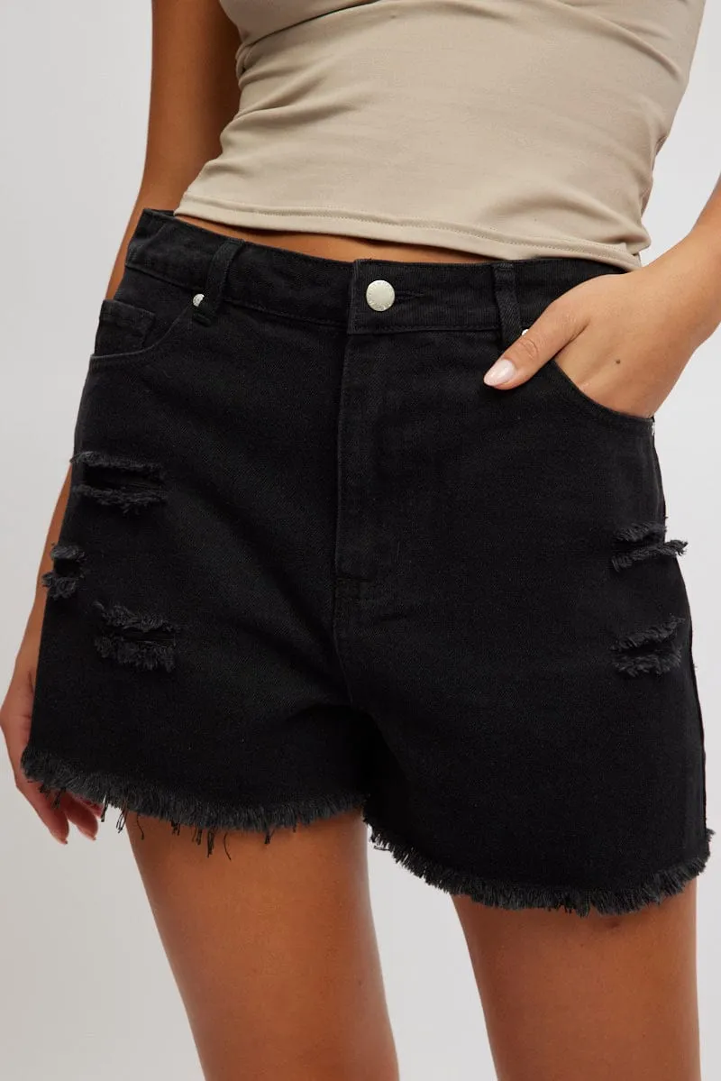 Black Relaxed Short High Rise sold by Ally Fashion product image thumbnail 5