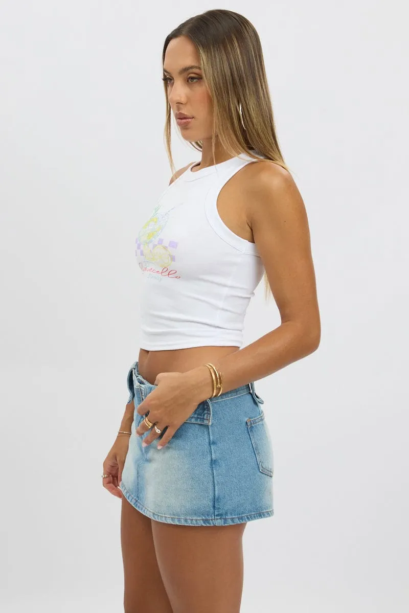 White Graphic Tank Top sold by Ally Fashion product image thumbnail 4