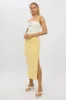 Yellow Midaxi Skirt High Rise Supersoft Picot Trim Lined sold by Ally Fashion