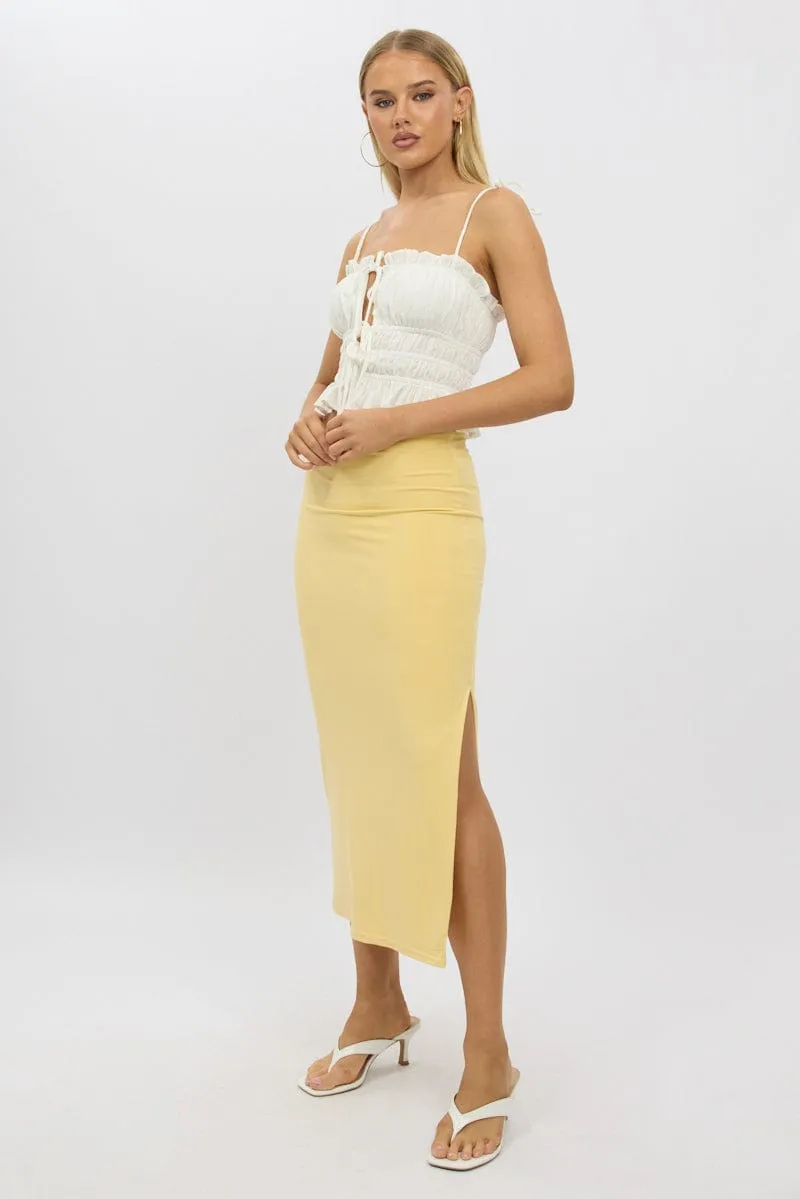 Yellow Midaxi Skirt High Rise Supersoft Picot Trim Lined sold by Ally Fashion product image thumbnail 2