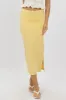 Yellow Midaxi Skirt High Rise Supersoft Picot Trim Lined sold by Ally Fashion