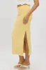 Yellow Midaxi Skirt High Rise Supersoft Picot Trim Lined sold by Ally Fashion