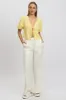 Yellow Tie Front Top Puff Short Sleeve sold by Ally Fashion