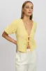 Yellow Tie Front Top Puff Short Sleeve sold by Ally Fashion