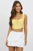 Yellow Broderie Corset Top Sleeveless Crop sold by Ally Fashion