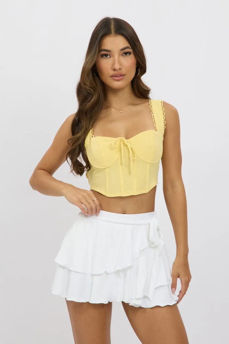 Yellow Broderie Corset Top Sleeveless Crop sold by Ally Fashion