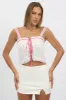 White Ditsy Cami Top Sleeveless Ribbon sold by Ally Fashion