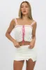 White Ditsy Cami Top Sleeveless Ribbon sold by Ally Fashion