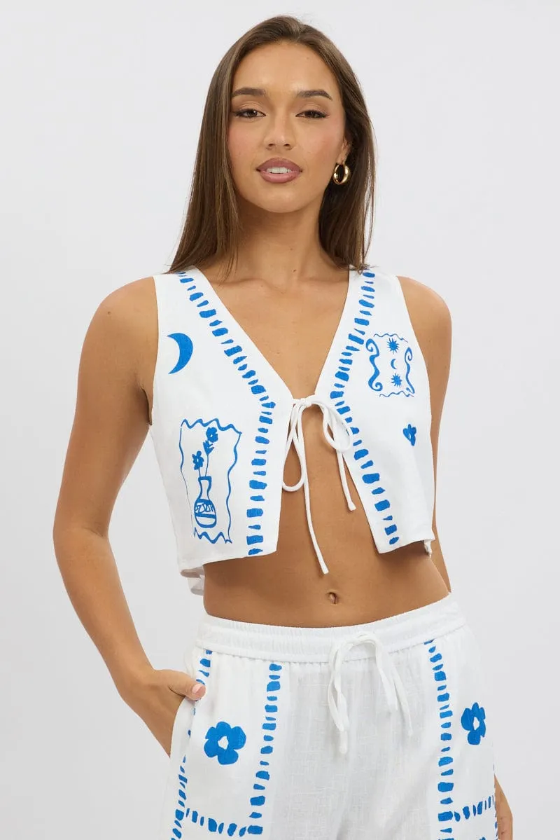 White Tie Up Front Top sold by Ally Fashion product image thumbnail 3