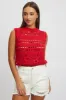 Red Crochet Knit Tank Top sold by Ally Fashion