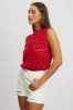 Red Crochet Knit Tank Top sold by Ally Fashion