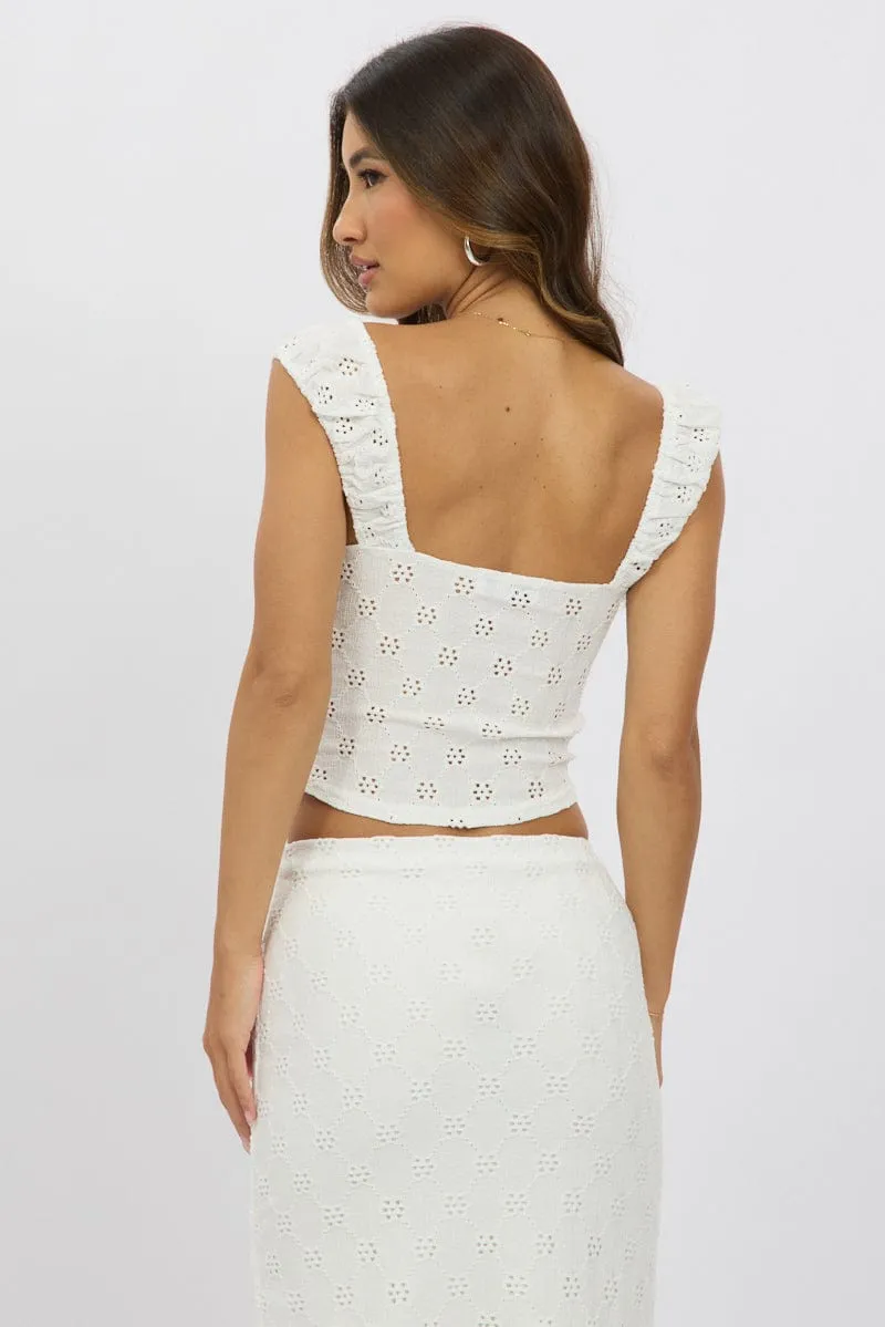 White Eyelet Top Sleeveless sold by Ally Fashion product image thumbnail 5