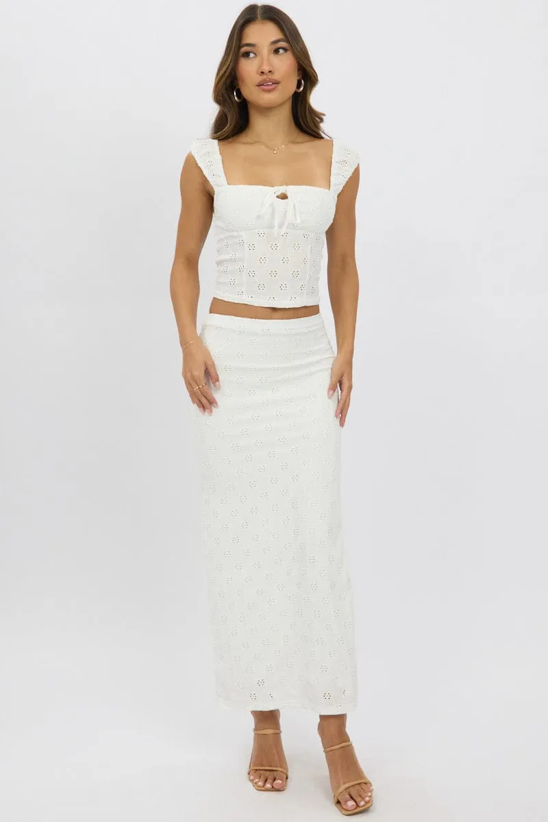 White Eyelet Top Sleeveless sold by Ally Fashion product image thumbnail 2