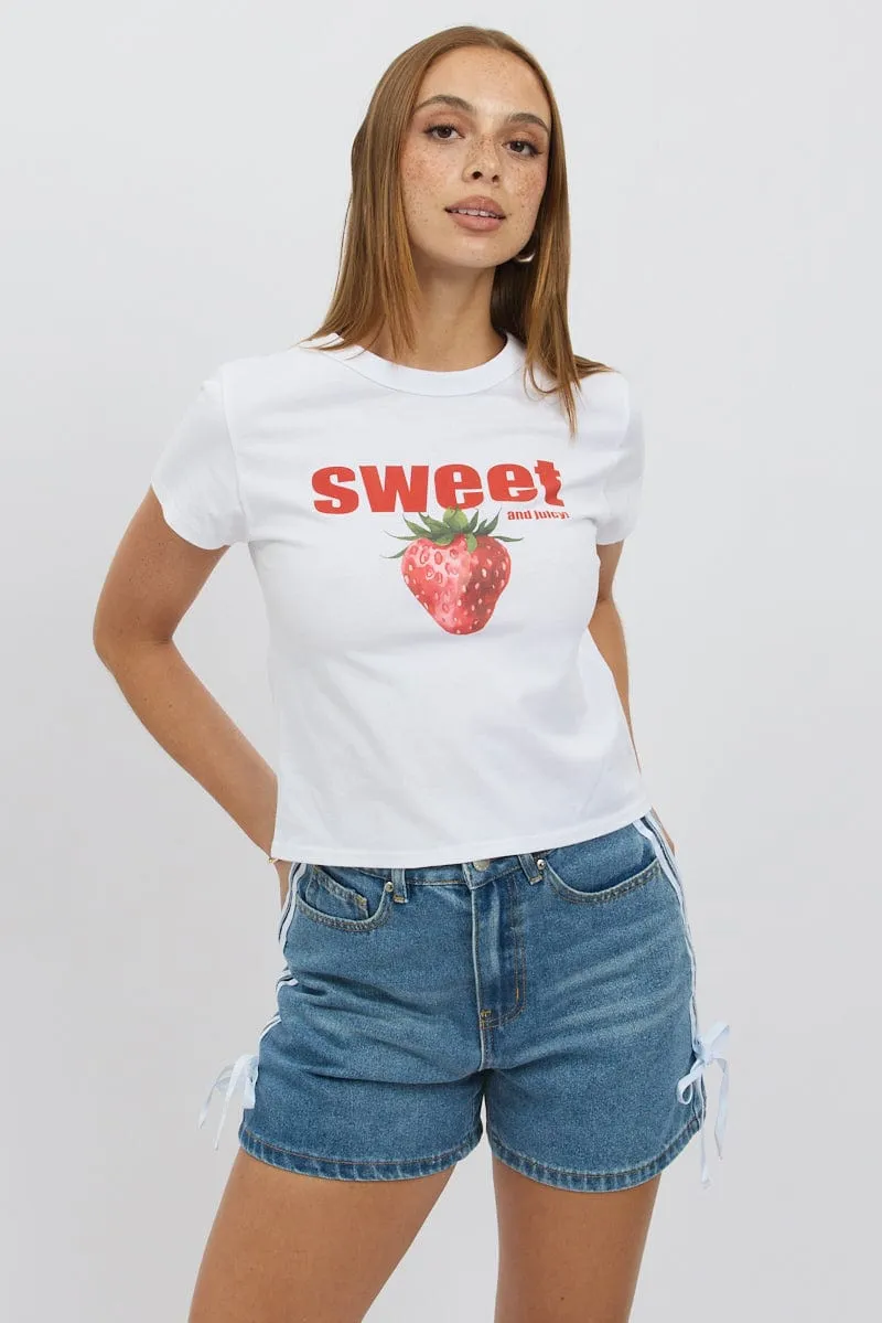 White Graphic Tee Short Sleeve sold by Ally Fashion product image thumbnail 3