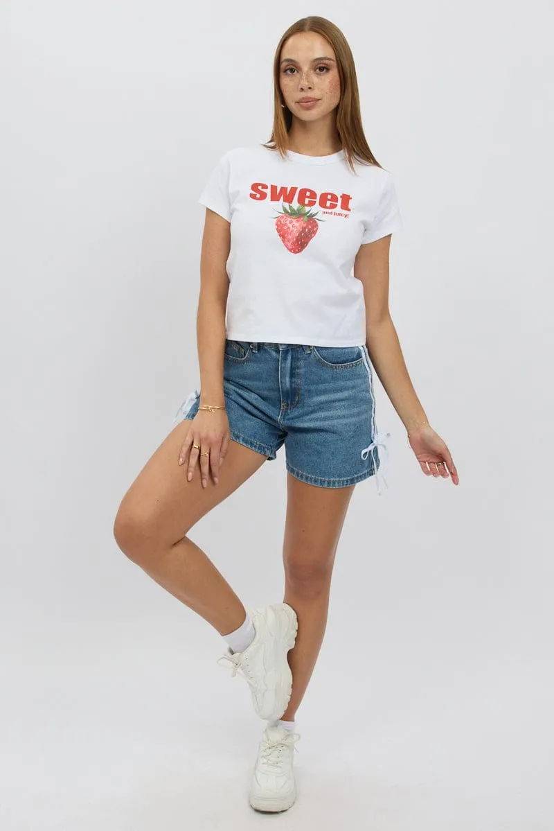 White Graphic Tee Short Sleeve sold by Ally Fashion product image thumbnail 2