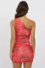 Red Floral Bodycon Dress One Shoulder Mesh Mini sold by Ally Fashion