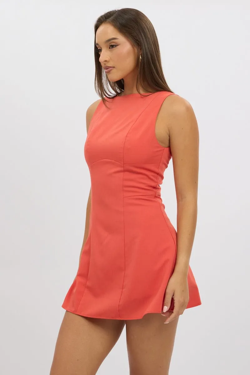 Red Mini Dress Boat Neck sold by Ally Fashion product image thumbnail 4