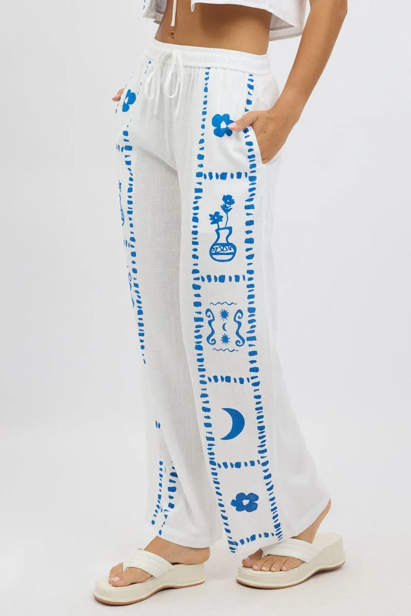 White Wide Leg Pants Elasticated Waist sold by Ally Fashion product image thumbnail 4