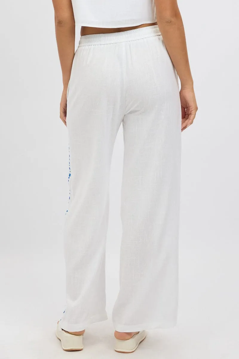 White Wide Leg Pants Elasticated Waist sold by Ally Fashion product image thumbnail 5
