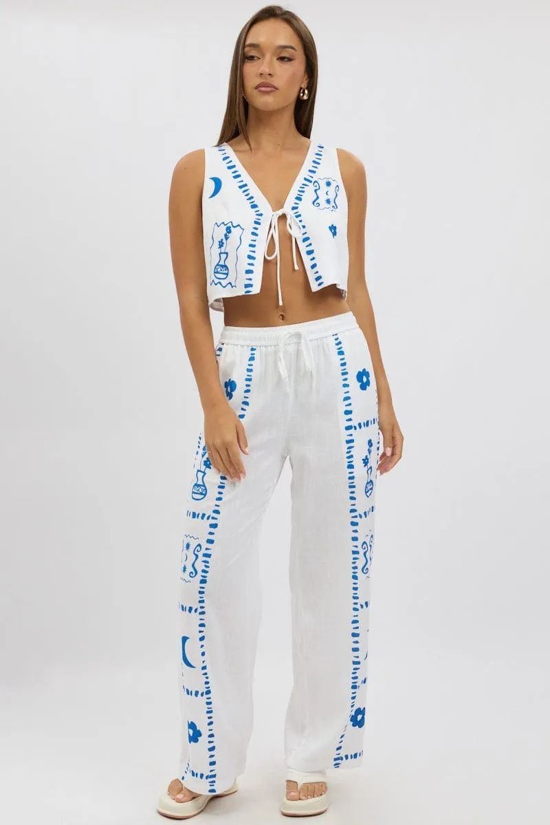 White Wide Leg Pants Elasticated Waist sold by Ally Fashion product image thumbnail 2