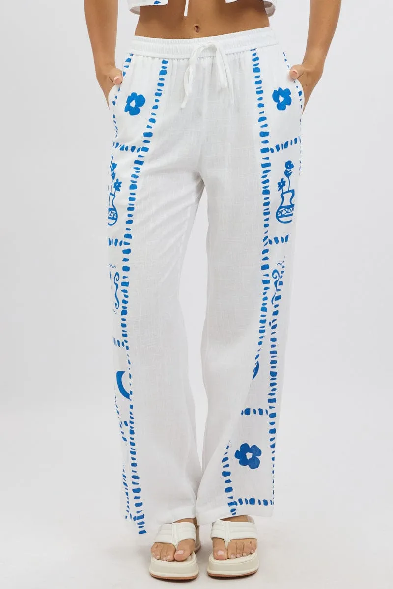 White Wide Leg Pants Elasticated Waist sold by Ally Fashion product image thumbnail 3