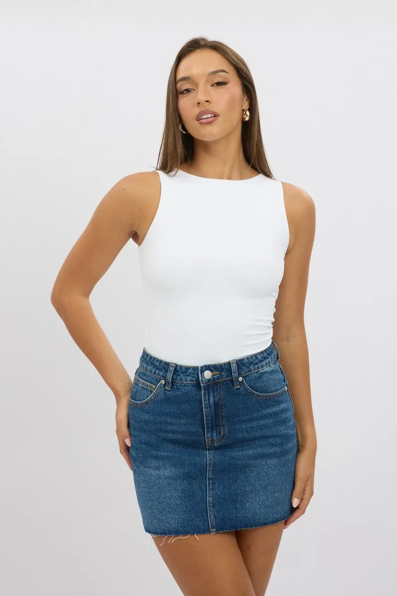 White Tank Top Sleeveles Boat Neck Supersoft sold by Ally Fashion product image thumbnail 3