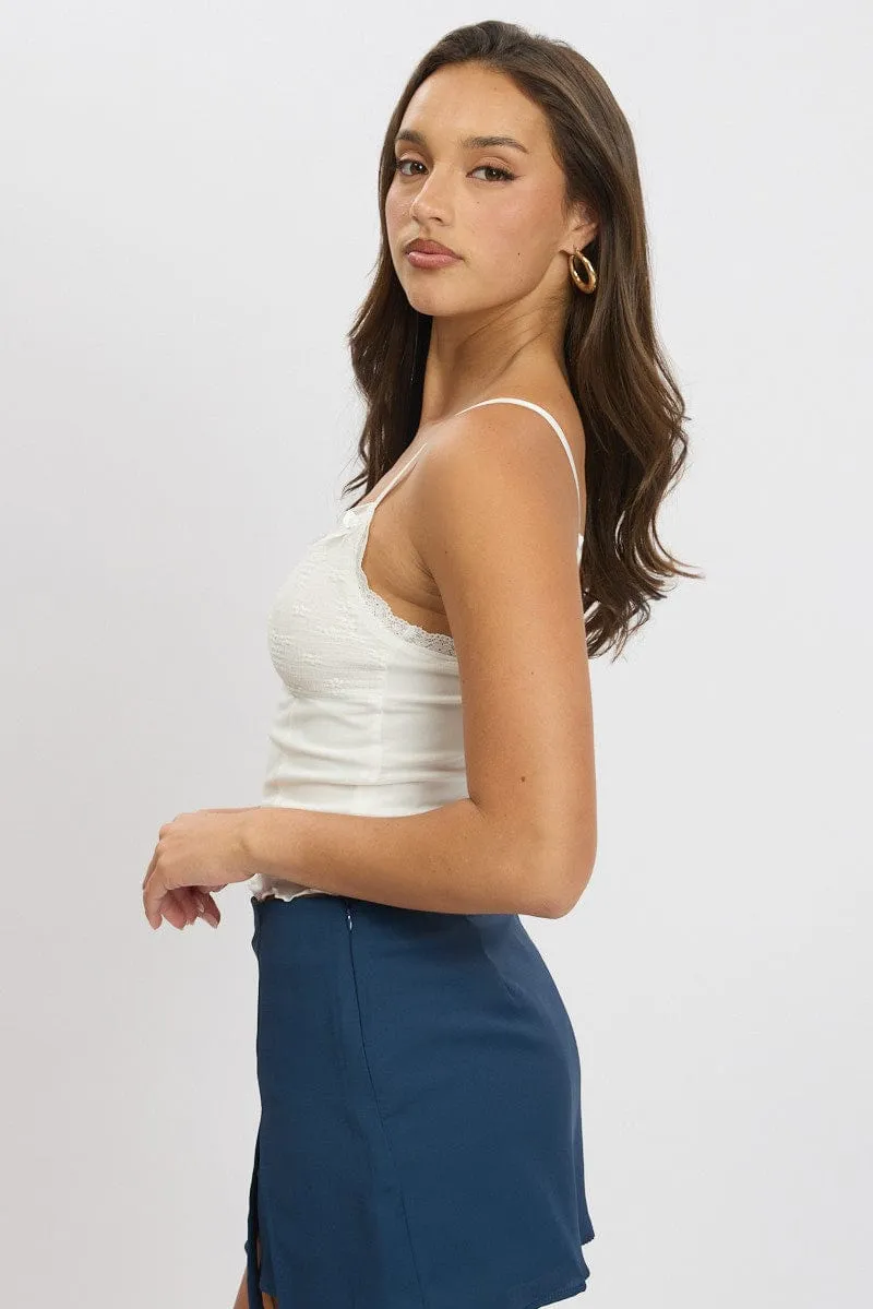 White Cami Singlet Top Mesh sold by Ally Fashion product image thumbnail 4