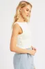 White Sleeveless Twist Shoulder Top sold by Ally Fashion