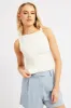 White Sleeveless Twist Shoulder Top sold by Ally Fashion
