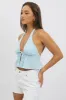 Blue Tie Front Halter Top Sleeveless sold by Ally Fashion