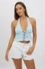 Blue Tie Front Halter Top Sleeveless sold by Ally Fashion