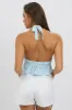 Blue Tie Front Halter Top Sleeveless sold by Ally Fashion