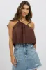 Brown One Shoulder Top Linen Blend sold by Ally Fashion
