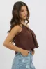 Brown One Shoulder Top Linen Blend sold by Ally Fashion