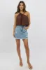Brown One Shoulder Top Linen Blend sold by Ally Fashion