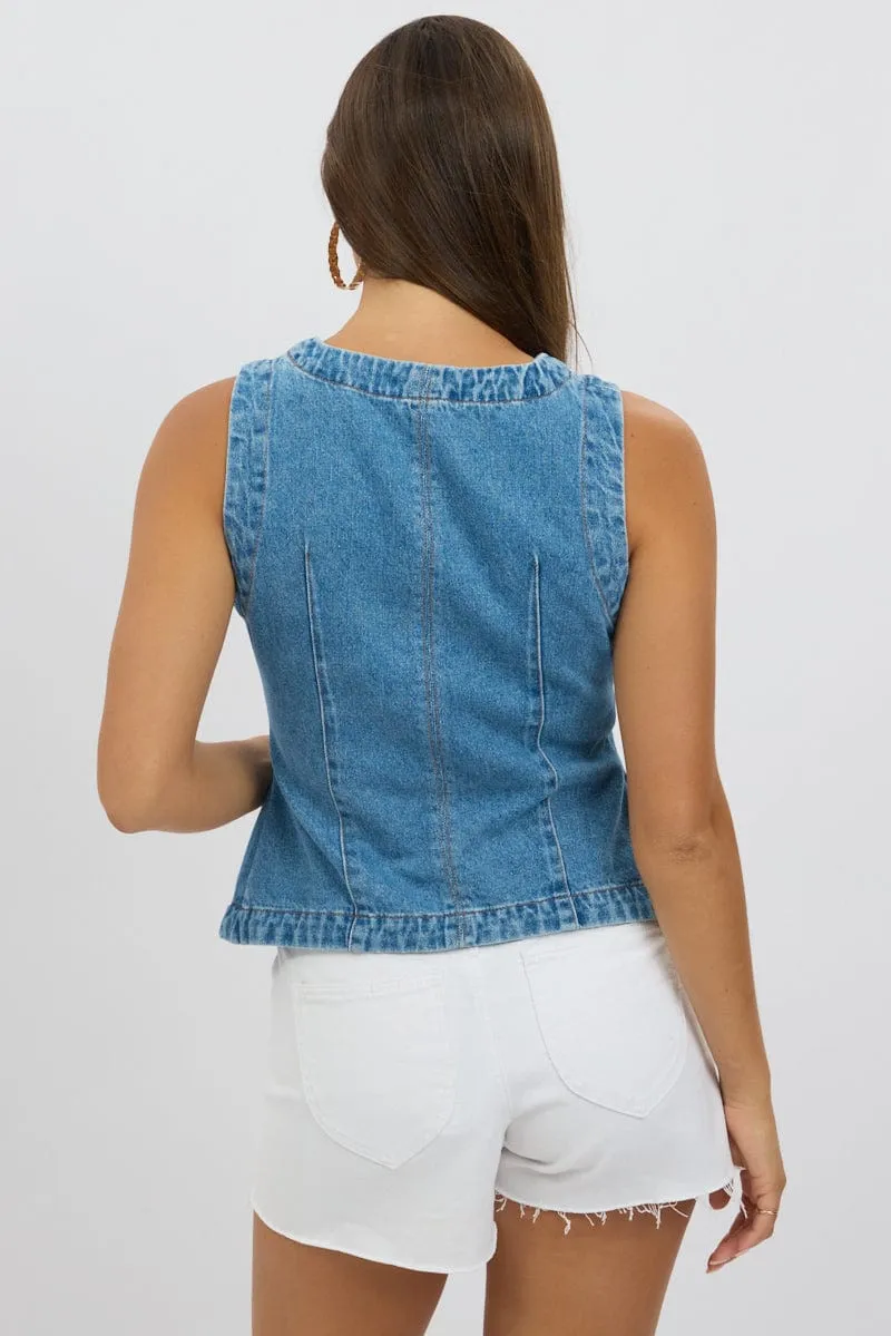 Denim High Neck Vest sold by Ally Fashion product image thumbnail 5