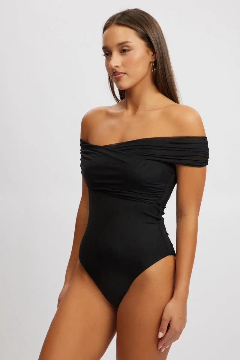 Black Off Shoulder Bodysuit Mesh sold by Ally Fashion product image thumbnail 4