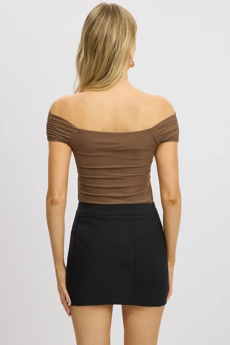 Brown Off Shoulder Bodysuit Mesh sold by Ally Fashion product image thumbnail 5