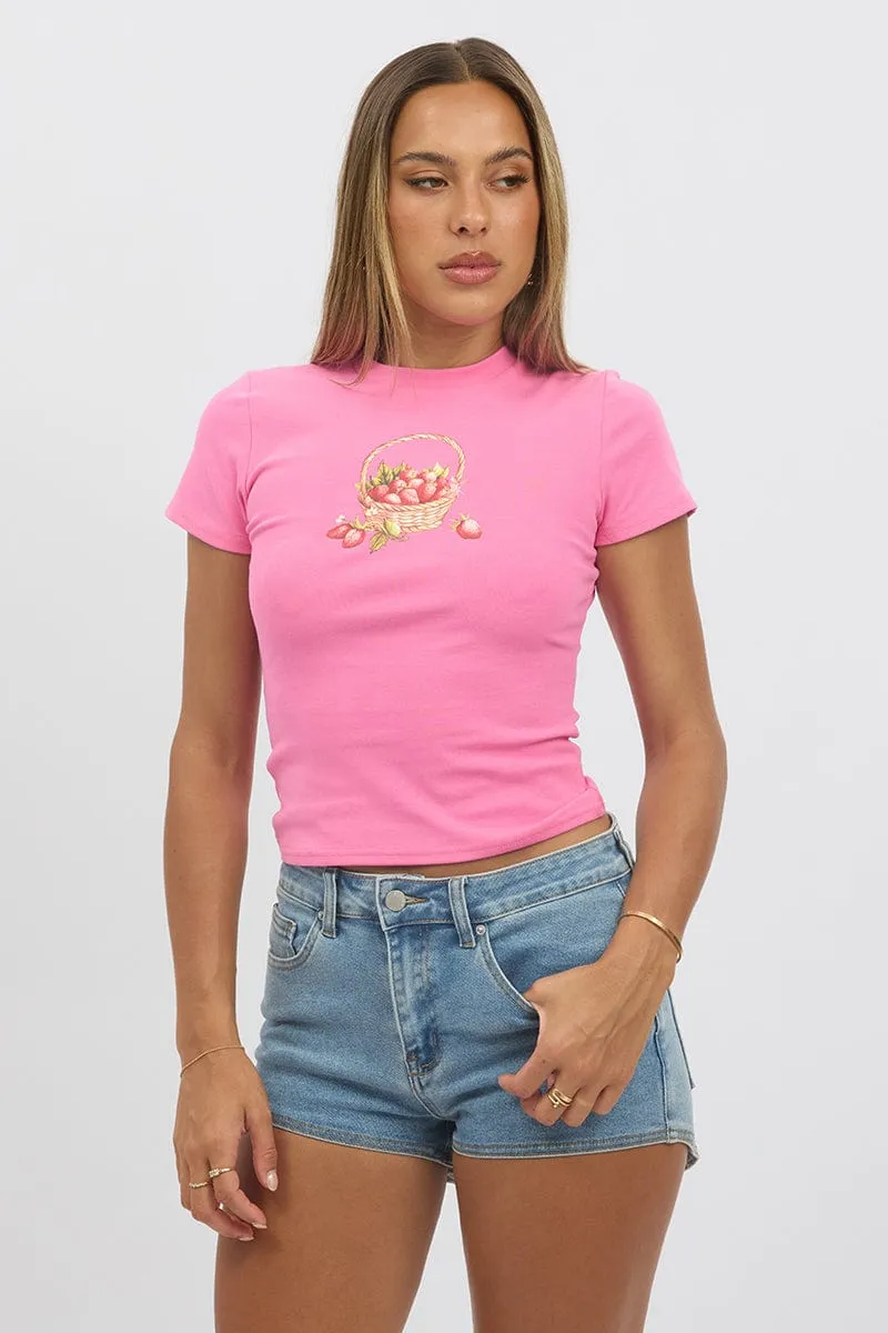 Pink Graphic Tee Short Sleeve sold by Ally Fashion