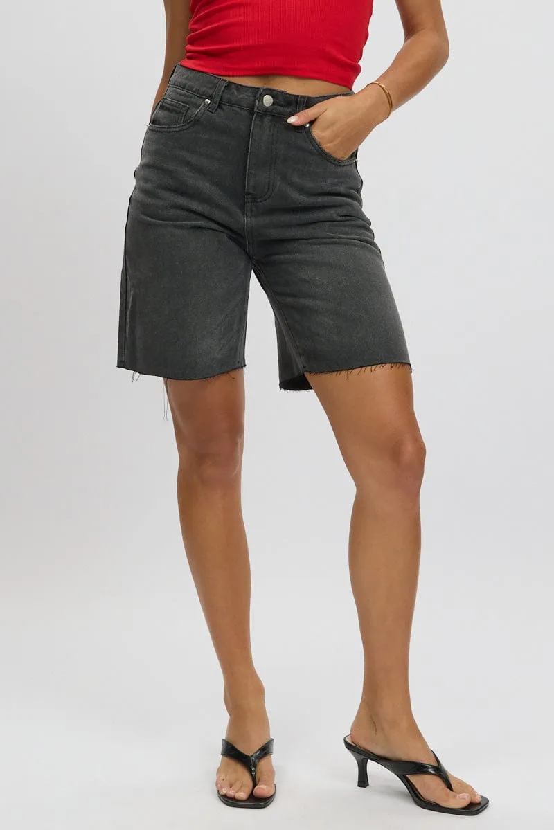 Grey Jorts Mid Rise sold by Ally Fashion product image thumbnail 3