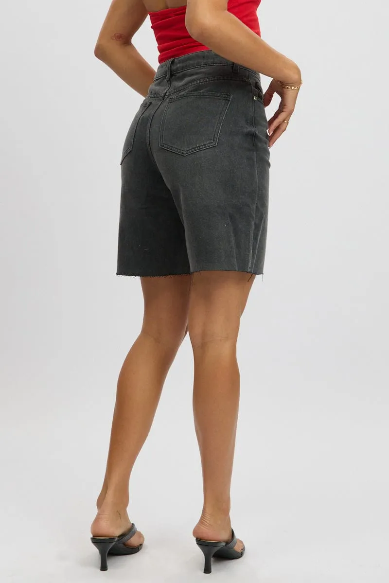 Grey Jorts Mid Rise sold by Ally Fashion product image thumbnail 5