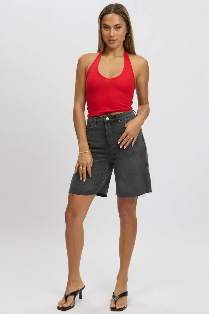 Grey Jorts Mid Rise sold by Ally Fashion product image thumbnail 2