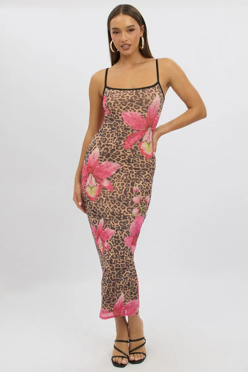 Multi Animal Print Bodycon Dress Maxi Mesh sold by Ally Fashion product image thumbnail 3