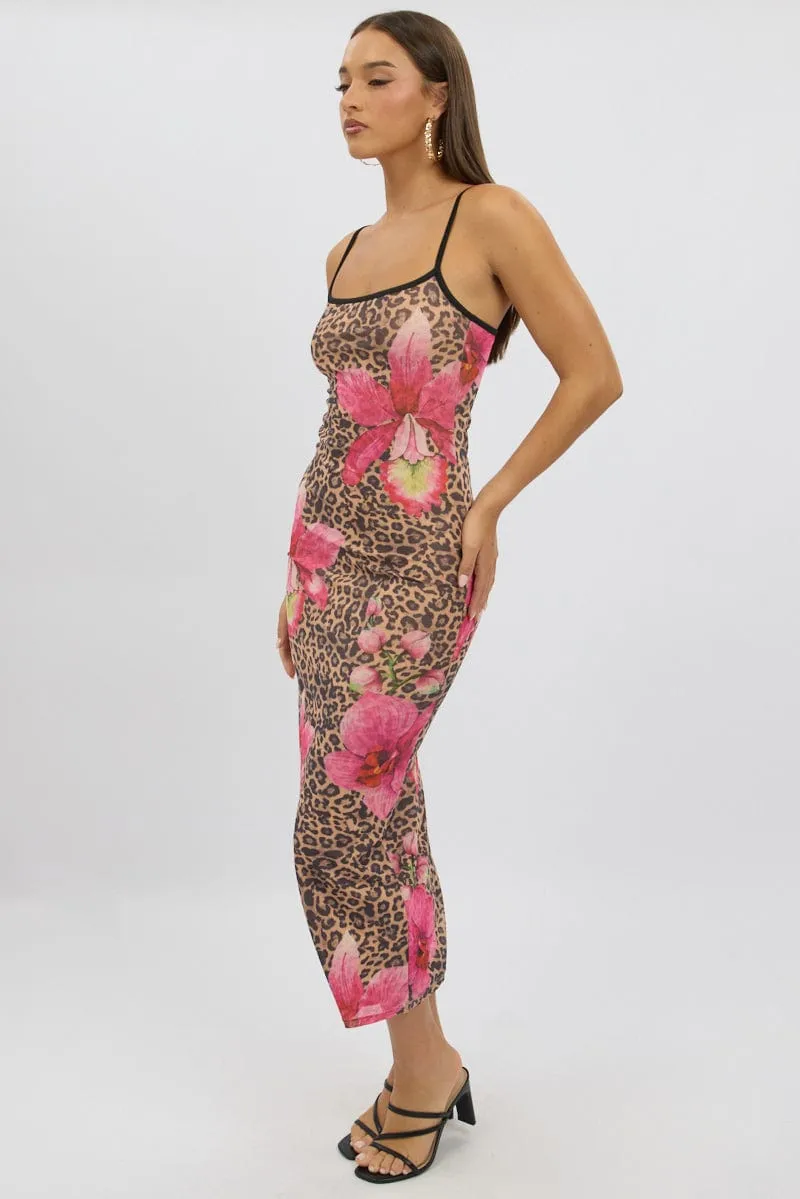 Multi Animal Print Bodycon Dress Maxi Mesh sold by Ally Fashion product image thumbnail 4